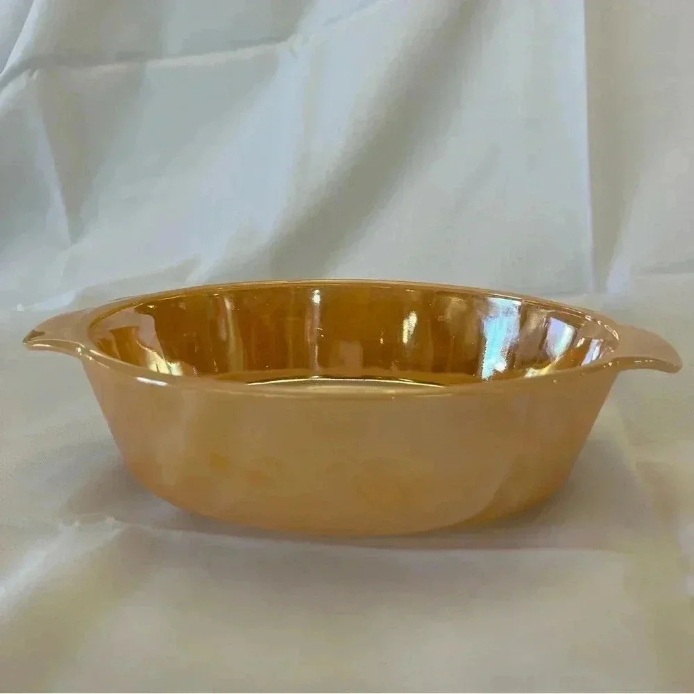 Vintage Orange Lusterware Casserole Dish - Picture 4 of 7